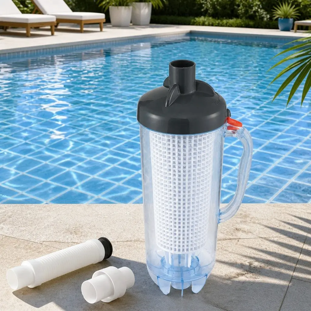 Pool Leaf Canister Cleaner Suction Catcher 15cm x 15cm x 44cm Dark Grey