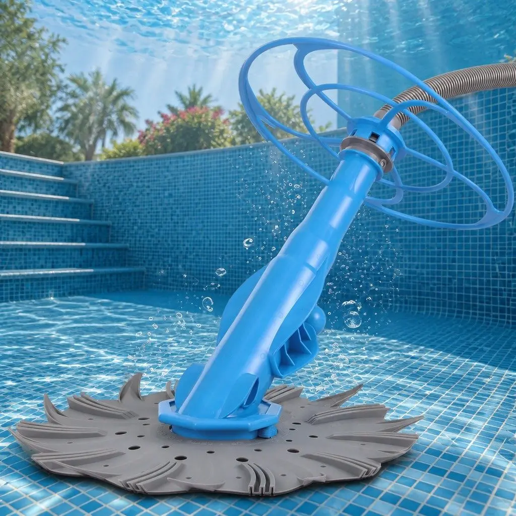 Automatic Pool Vacuum Cleaner Floor Wall Climbing System Grey Blue