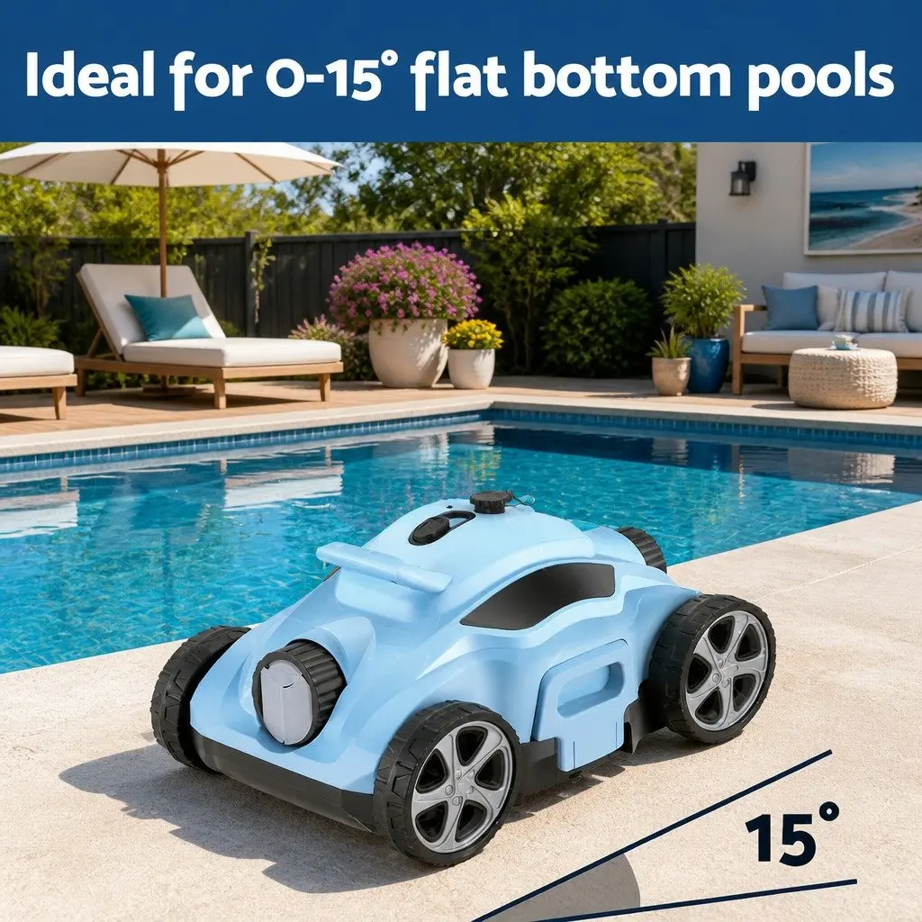 Robotic Pool Cleaner Automatic Cordless Vacuum 42cm Blue