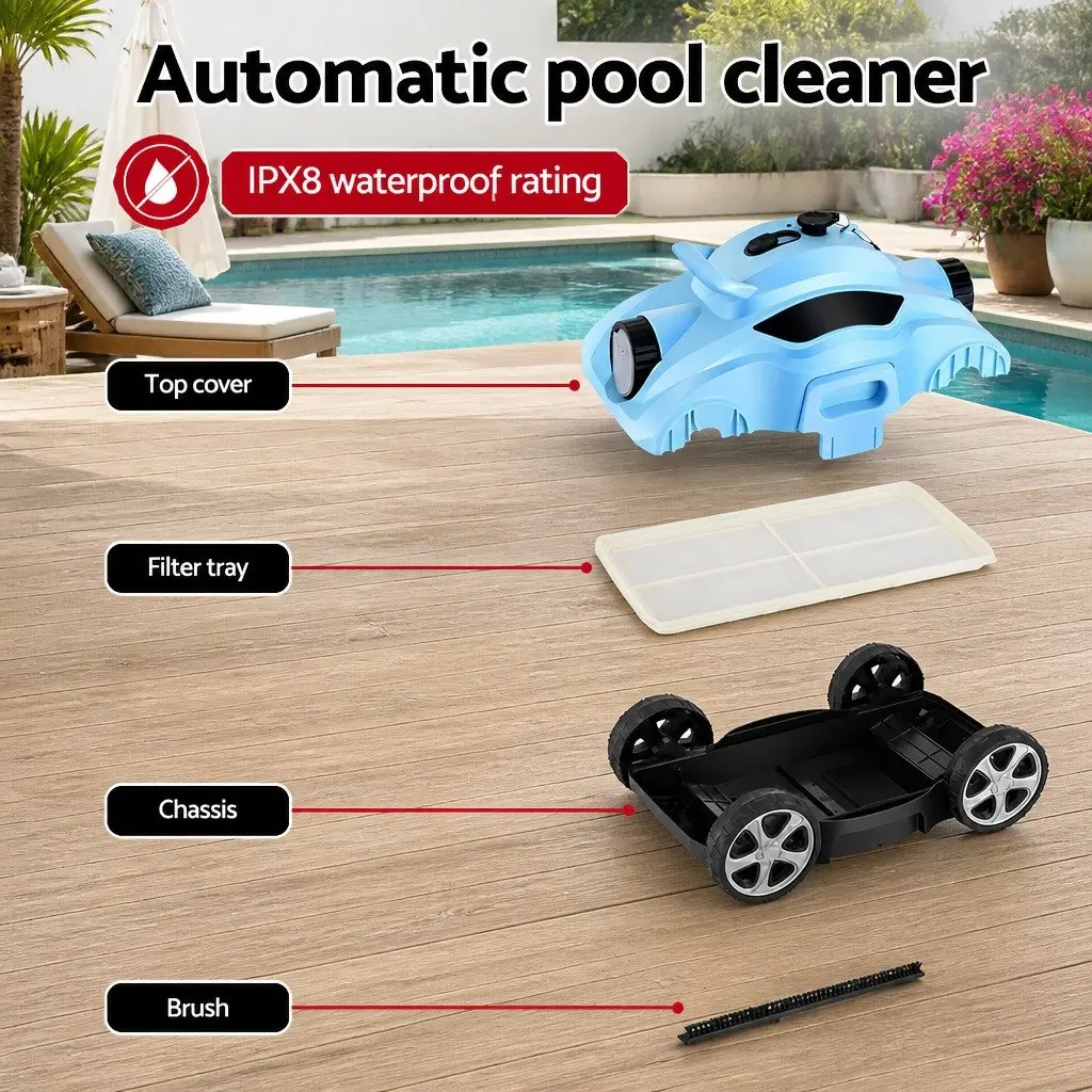 Robotic Pool Cleaner Automatic Cordless Vacuum 42cm Blue