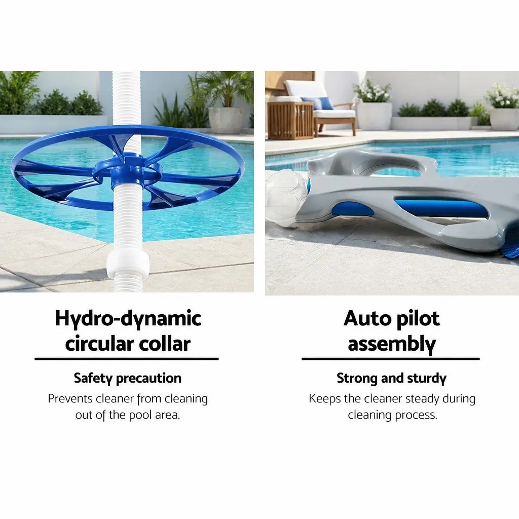 Automatic Pool Cleaner Vacuum Suction System 10M Hose Above Ground In-Ground Blue