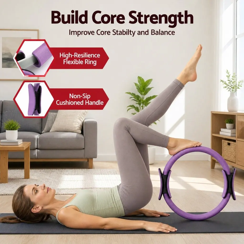 Pilates Ring Set Home Workout Equipment 34cm Pilates Ring 25cm Mini Yoga Ball Resistance Bands Purple