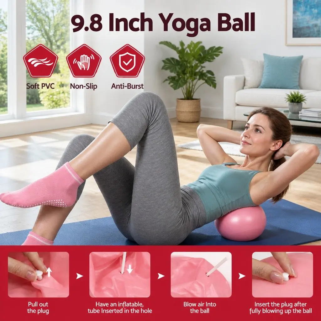 Pilates Ring Set 15 Pieces Home Workout Kit with Yoga Ball Resistance Bands