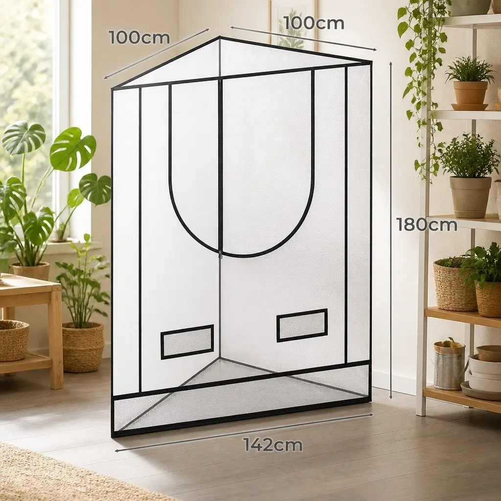 Indoor Grow Tent Hydroponics System 100cm x 100cm Black