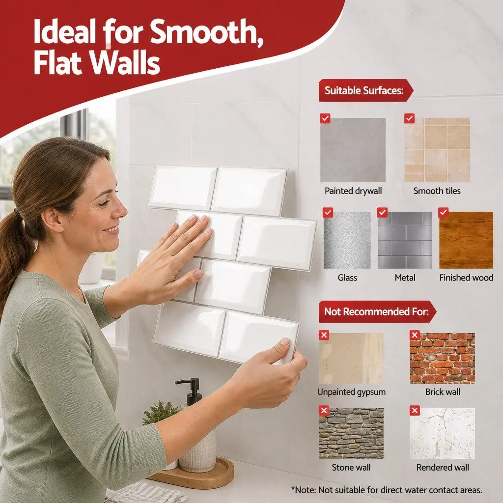 Peel and Stick Subway Tile Backsplash 3D Textured White 10 Sheets