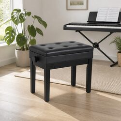 Adjustable Piano Bench Wooden Keyboard Seat Padded Music Chair with Storage