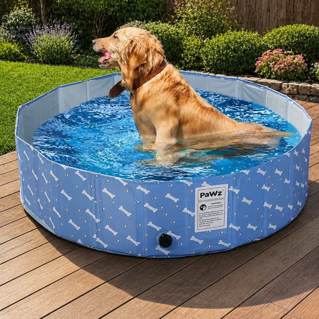 Pet Swimming Pool Large Indoor Outdoor Folding Bathing Washing Blue