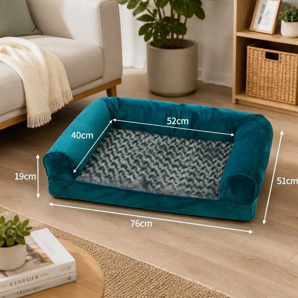 Orthopaedic Memory Foam Pet Sofa Bed Medium Washable Blue Grey