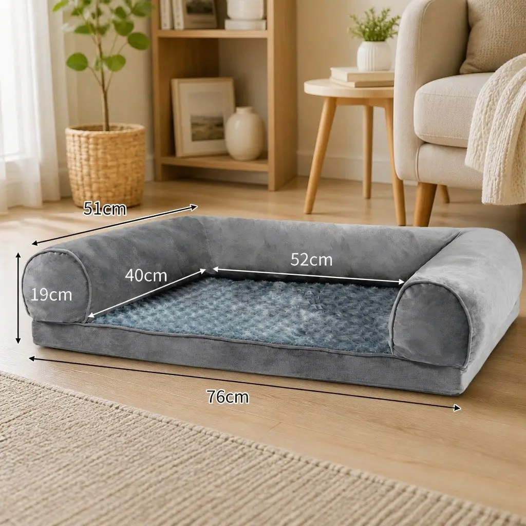 Orthopaedic Pet Bed Sofa Medium Memory Foam Washable Grey