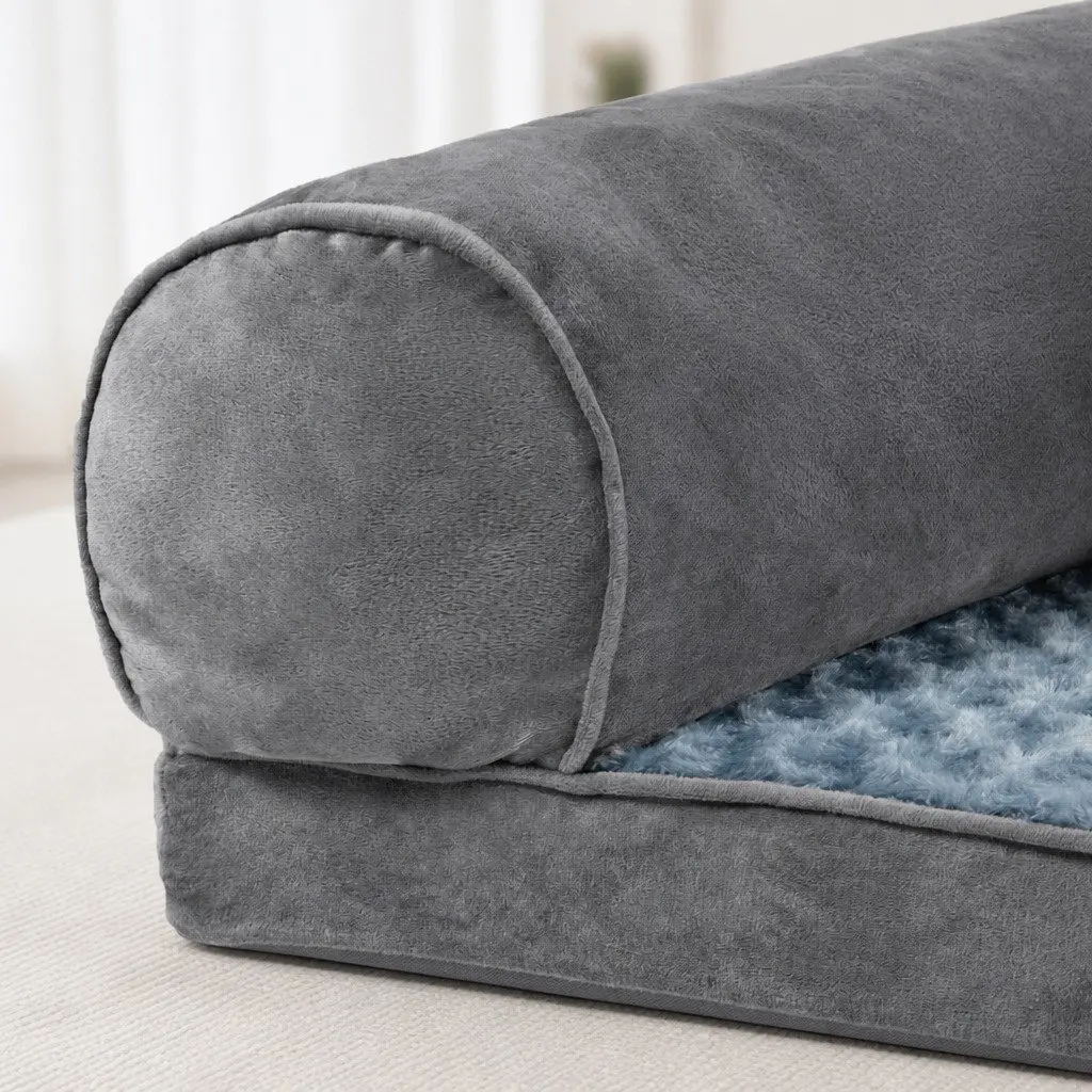 Orthopaedic Pet Bed Sofa Medium Memory Foam Washable Grey