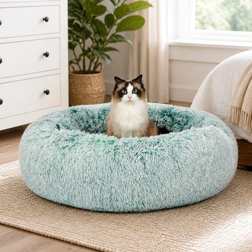 Dog Calming Bed Cover Medium Teal Replacement Cover Donut-Shaped
