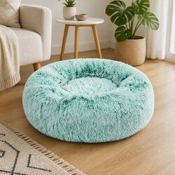 Replaceable Dog Calming Pet Bed Cover X-Large Teal Donut-Shaped Washable