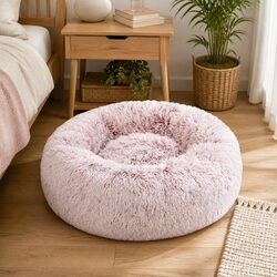Warm and Cozy XL Pink Donut Pet Bed for Pets