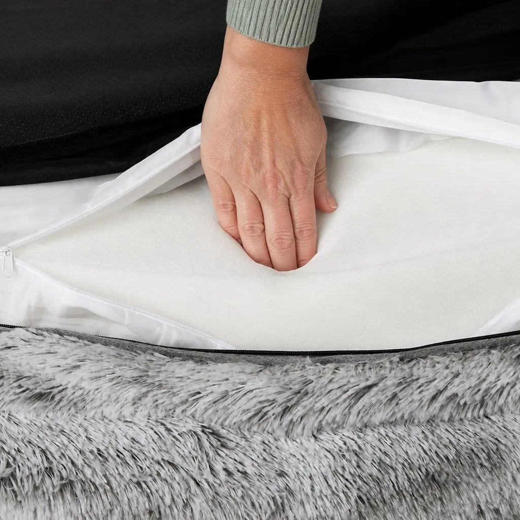 Orthopedic Pet Bed Memory Foam Large Size Grey Plush Bolster