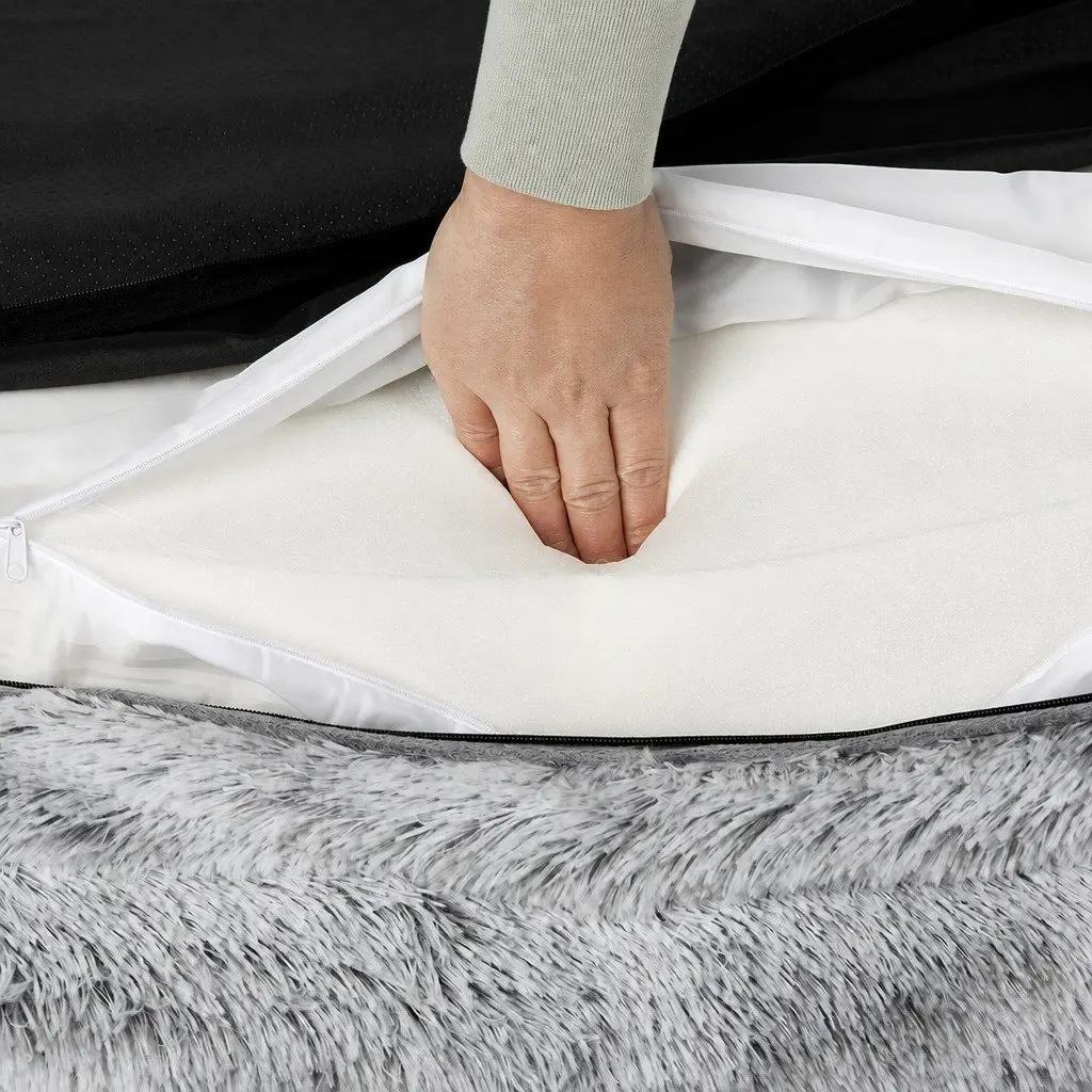 Orthopedic Pet Bed Medium Memory Foam Supportive Bolster Plush Grey