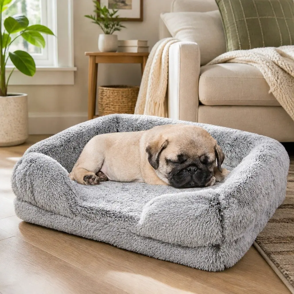 Orthopedic Dog Bed Memory Foam Supportive Bolster Small Grey
