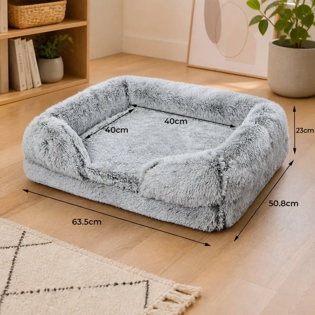 Orthopedic Dog Bed Memory Foam Supportive Bolster Small Grey