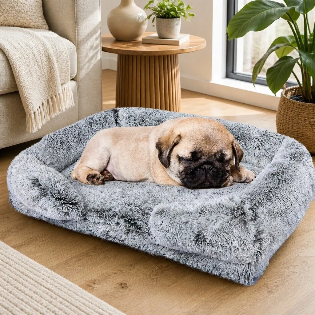 Orthopedic Dog Bed Memory Foam Supportive Bolster Small Grey