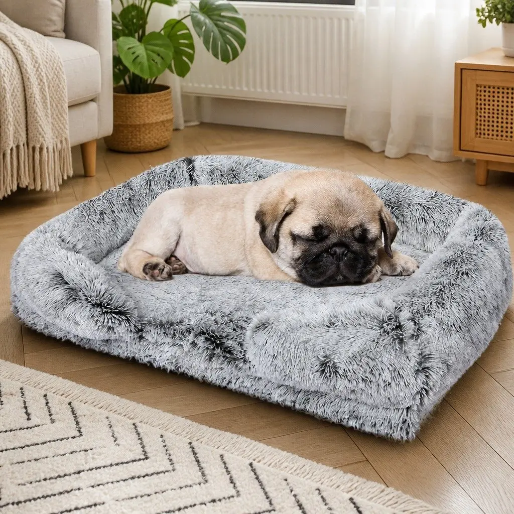 Orthopedic Dog Bed Memory Foam Supportive Bolster Small Grey