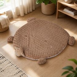 Comfortable Tan Pet Bed with Plush and Toys for Pets