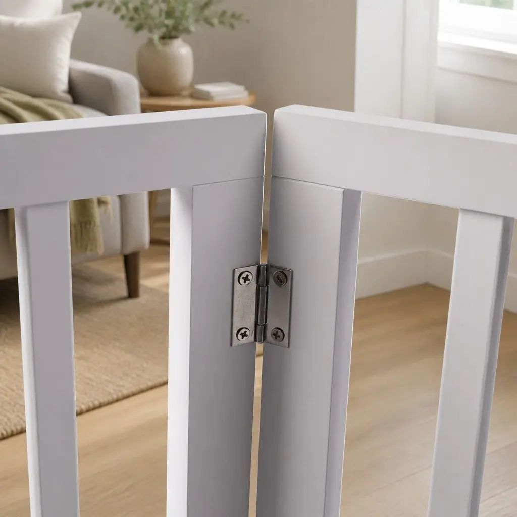 Wooden Pet Gate Foldable Playpen Barrier Indoor Outdoor 185cm White