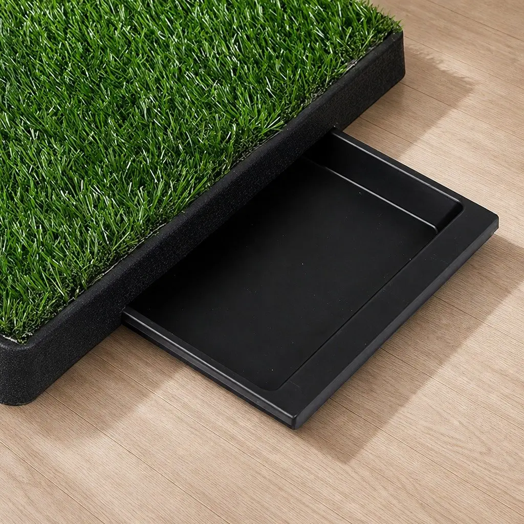 Indoor Dog Potty Training Grass Mat System with Drainage Tray 59cm x 46cm Green and Black