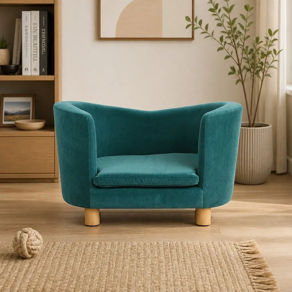 Pet Sofa Bed Dog Cat Lounge Elevated Couch Modern Design Blue Furniture