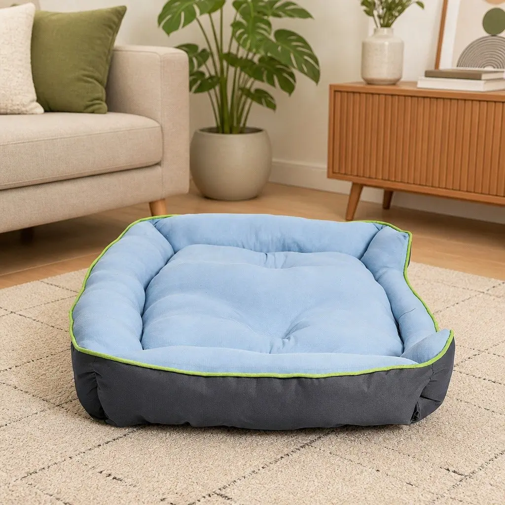 Pet Cooling Bed Sofa Mat Bolster Large Dog Cat Sleep Nest Grey