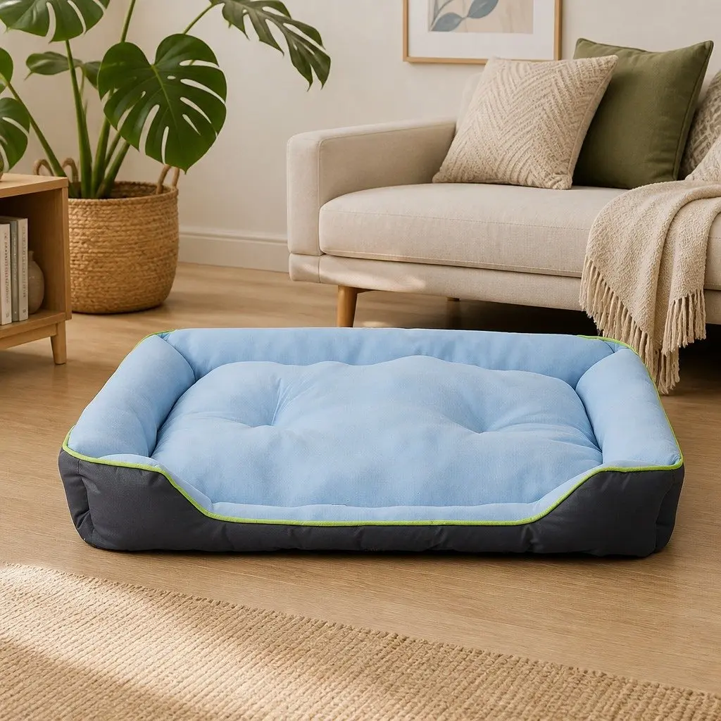 Pet Cooling Bed Sofa Mat Bolster Medium 76cm x 62cm Grey
