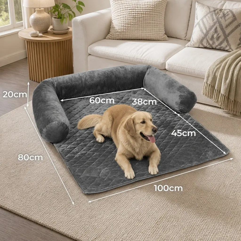 Pet Sofa Cover Large Furniture Protector Machine Washable Anti-Slip Grey