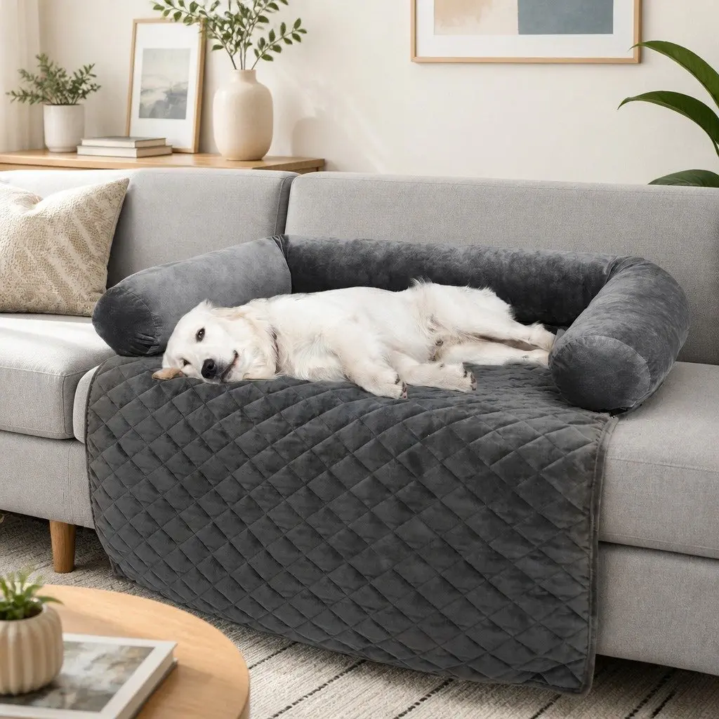 Pet Sofa Cover Large Furniture Protector Machine Washable Anti-Slip Grey