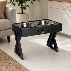 Reliable Elevated Pet Feeder with Stainless Steel Bowls