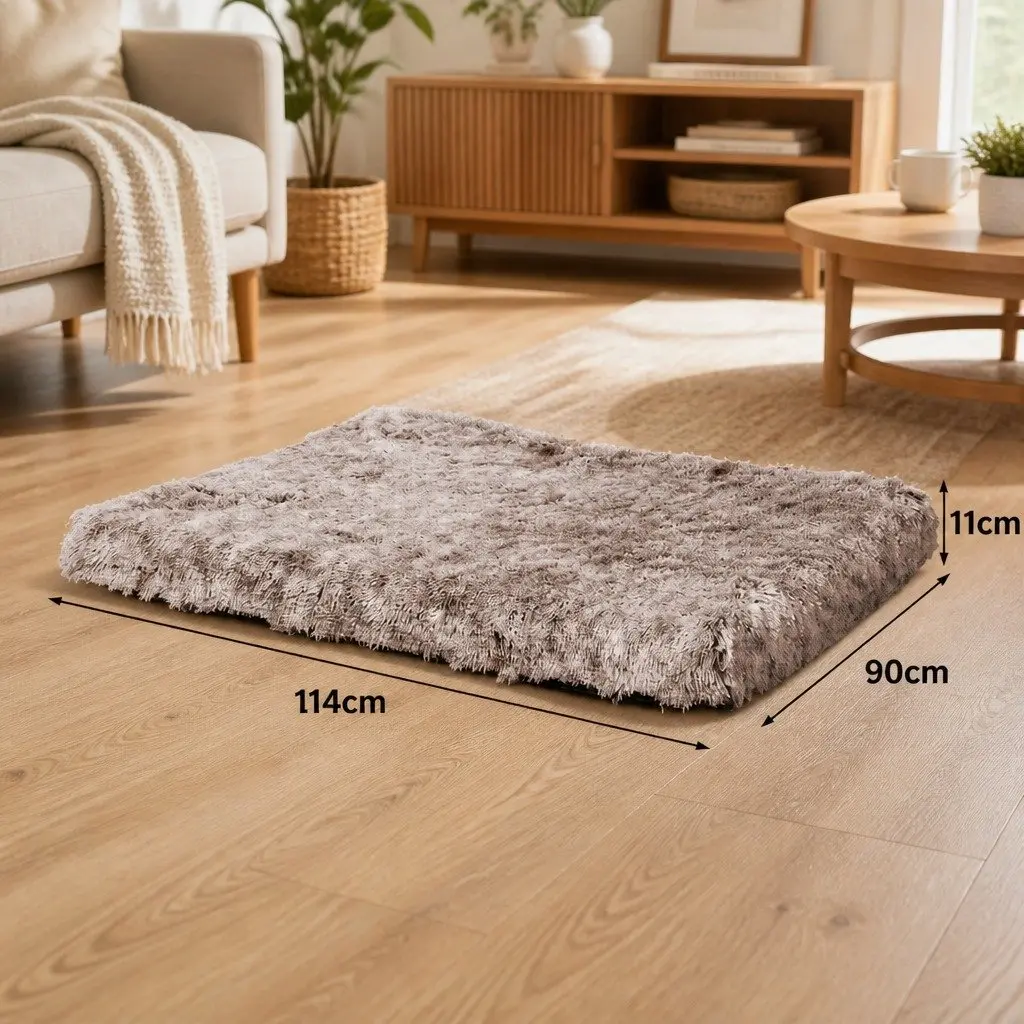 Memory Foam Dog Bed Large Anti-Slip Washable Calming Mat Coffee