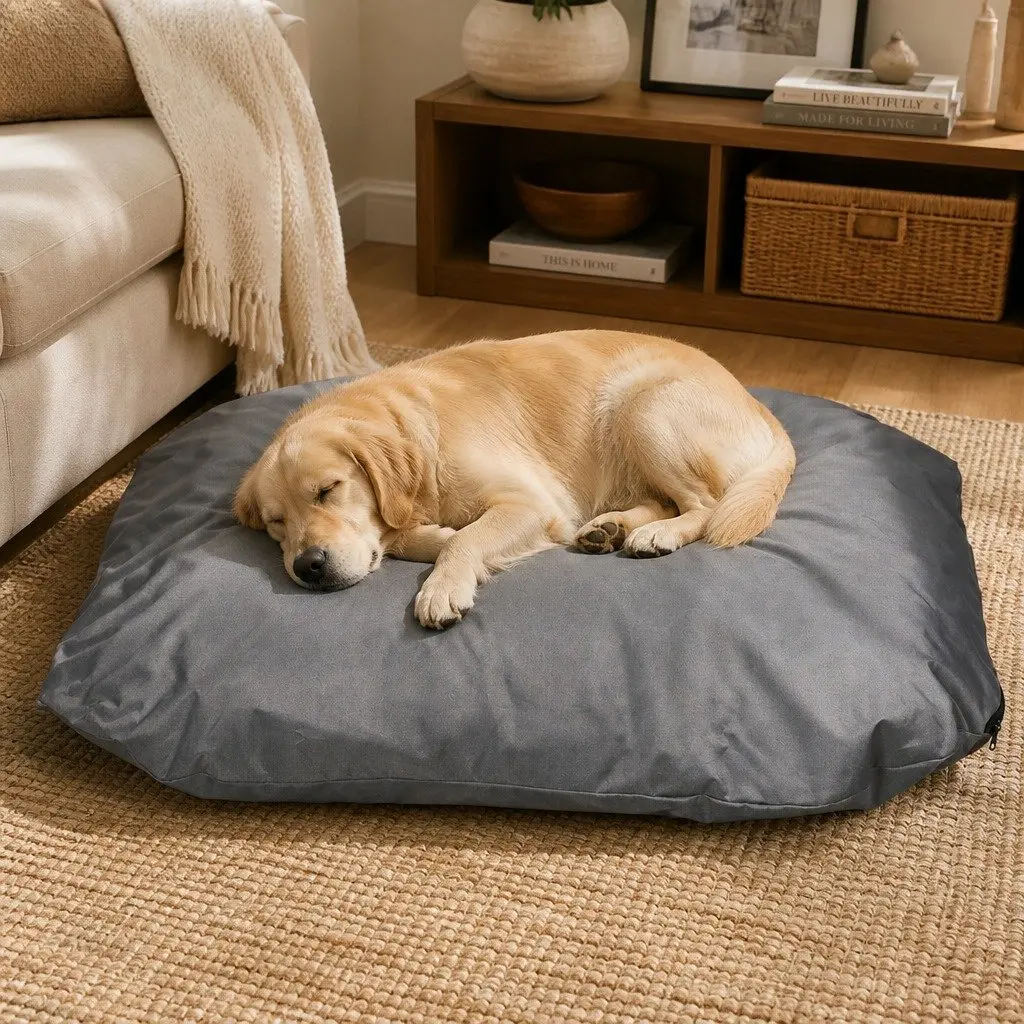 Orthopaedic Waterproof Pet Dog Calming Bed Medium 90cm x 70cm Grey and Black Removable Cover Washable
