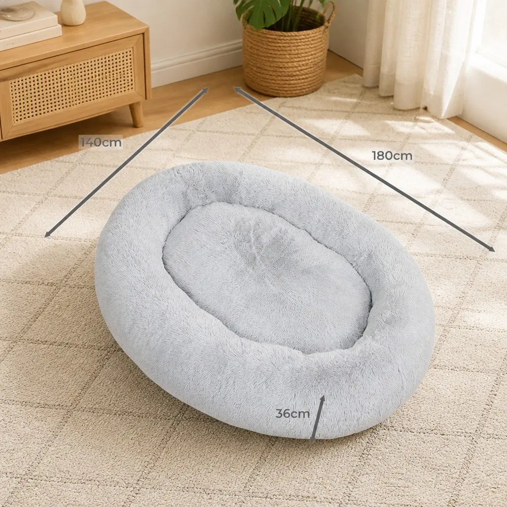 Large Pet Bed 1.8m Fluffy Grey Nap Bed Machine Washable Soft Comfortable
