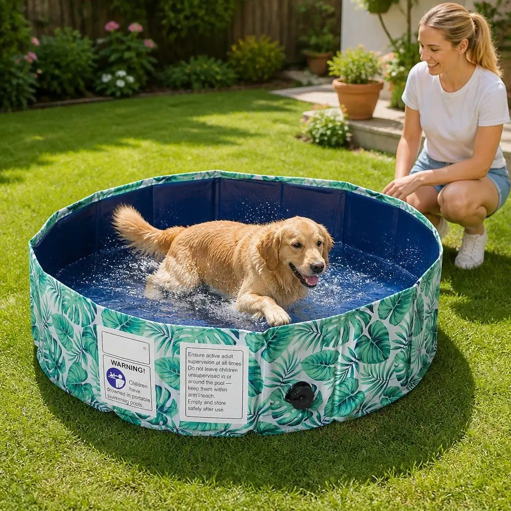 Pet Dog Swimming Pool 100cm Large Portable Puppy Cat Paddling Bath Indoor