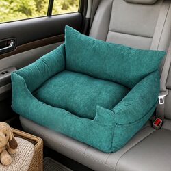 Pet Car Booster Seat Dog Protector Large Green Adjustable Safety Belt Machine