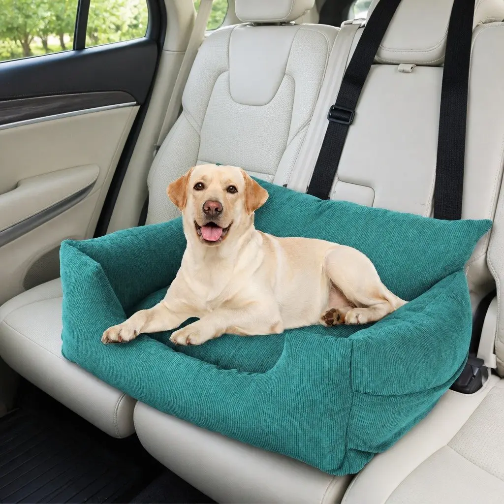 Pet Car Booster Seat Dog Protector Large Green Adjustable Safety Belt