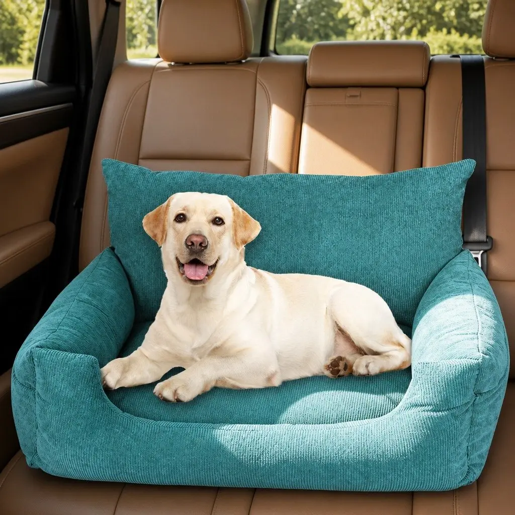 Pet Car Booster Seat Dog Protector Large Green Adjustable Safety Belt