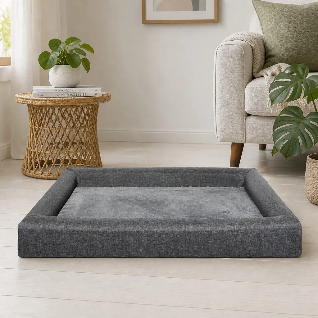 Memory Foam Pet Bed Orthopaedic Large Cushion Grey