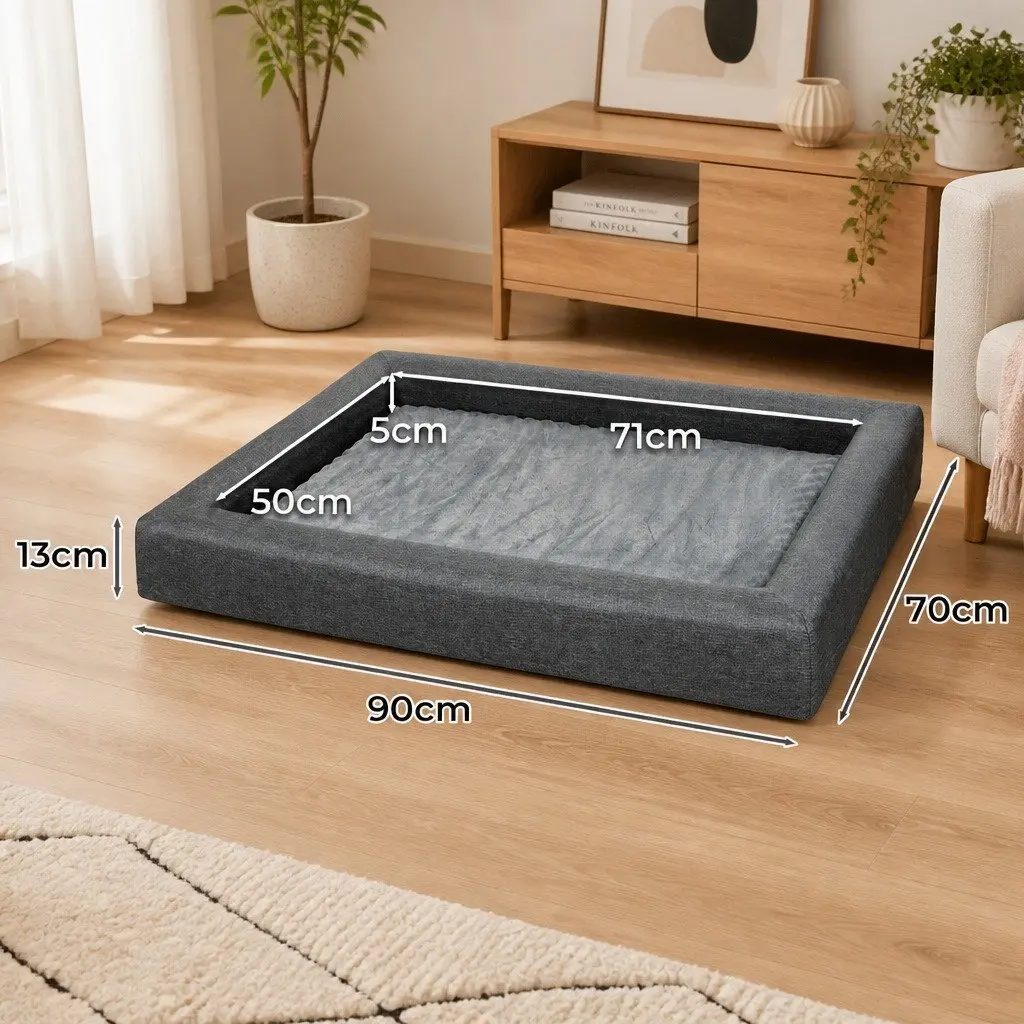 Memory Foam Pet Bed Orthopaedic Large Cushion Grey