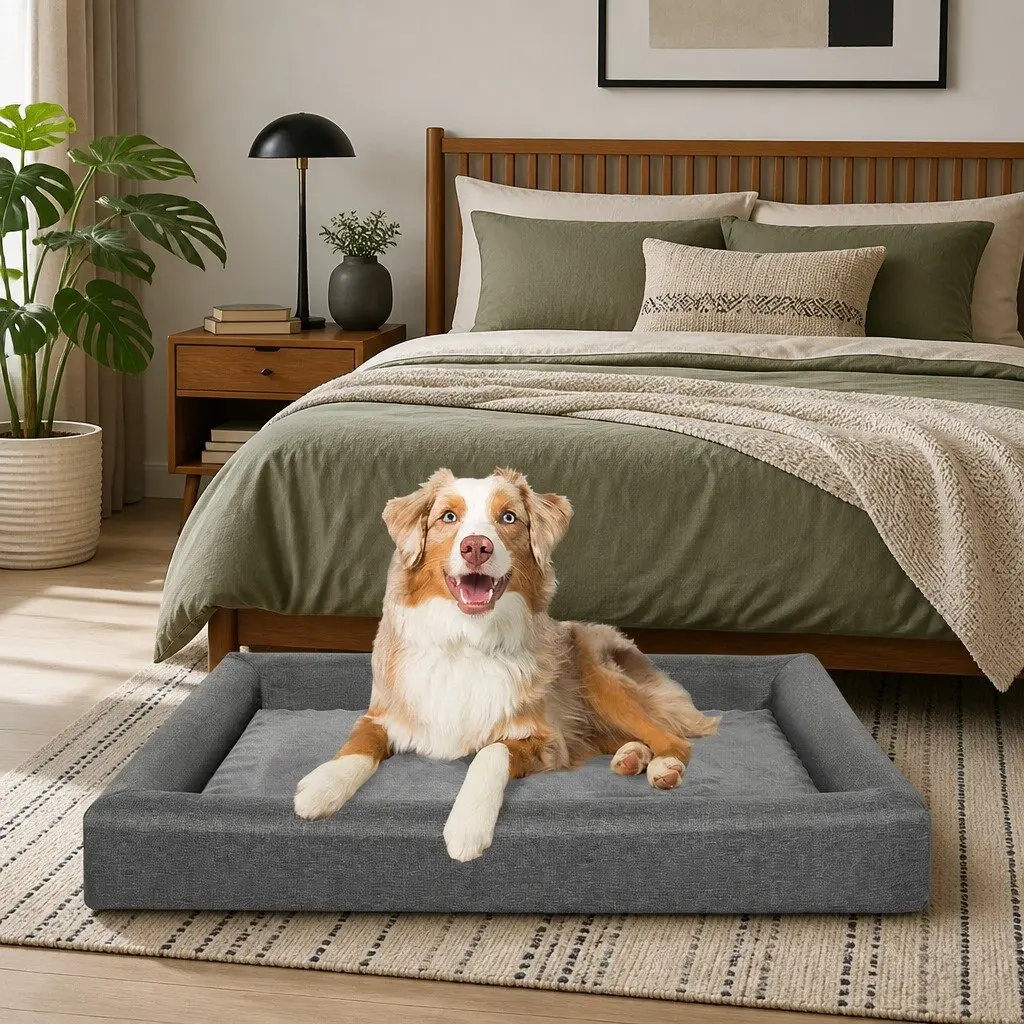 Memory Foam Pet Bed Orthopaedic Large Cushion Grey