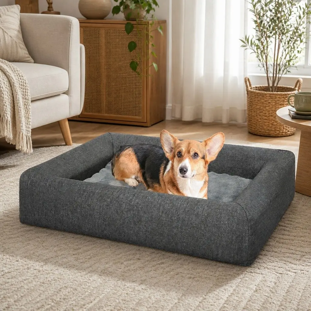 Memory Foam Pet Bed Orthopedic Medium Grey