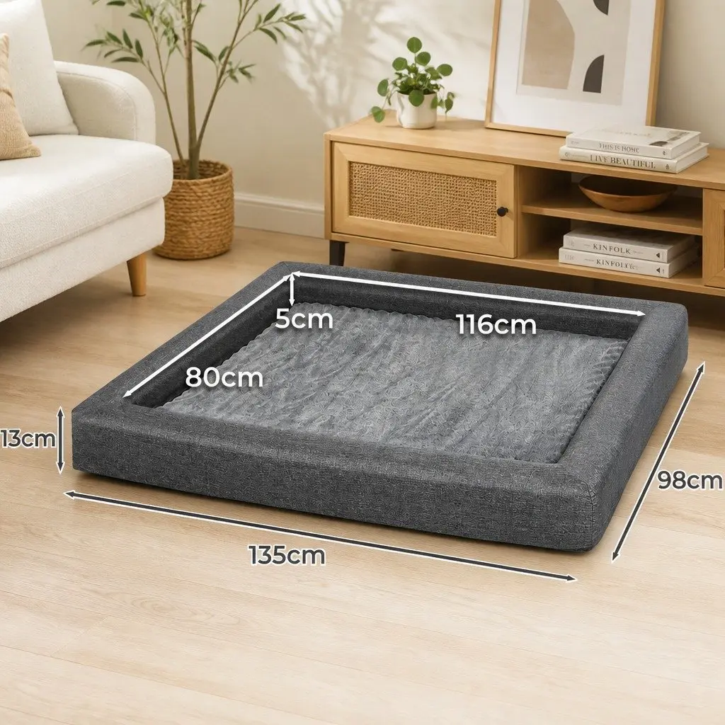Memory Foam Pet Bed Orthopaedic Dog Cat Cushion XXL Grey