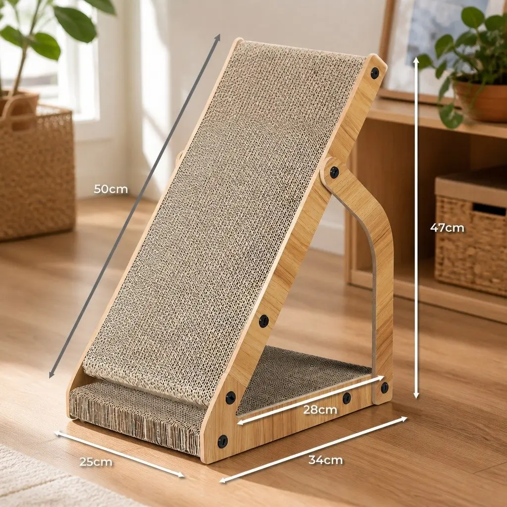 Cat Scratching Board Cardboard Scratcher Post Claw Furniture Protect Brown 34cm x 25cm x 47cm