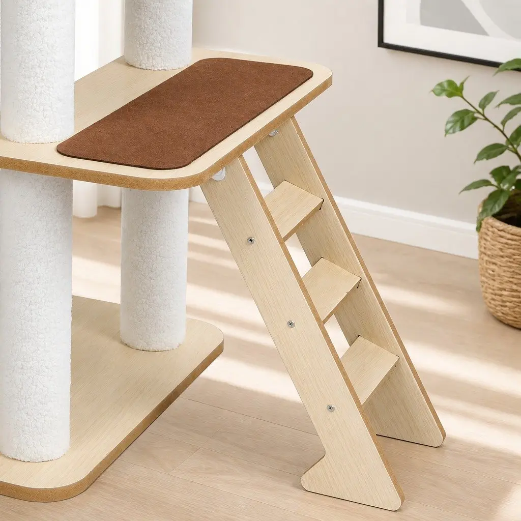 Cat Tree Scratching Post Tower Multi-Level with Platforms Sleeping Den Natural Sisal Posts 120cm L x 48cm W x 138cm H