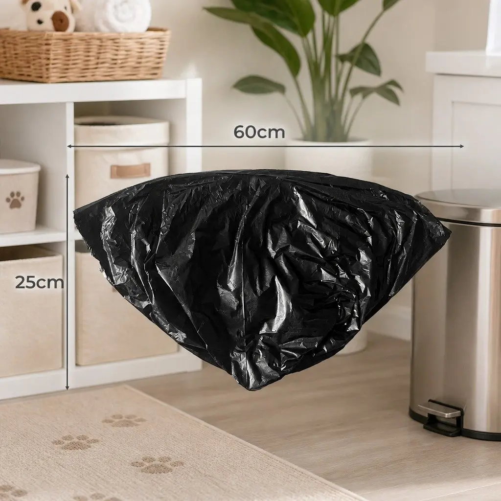 Cat Litter Box Waste Bag Replacement 60cm x 25cm Black 10 Rolls