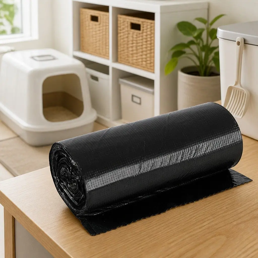 Cat Litter Box Waste Bag Replacement 60cm x 25cm Black 10 Rolls
