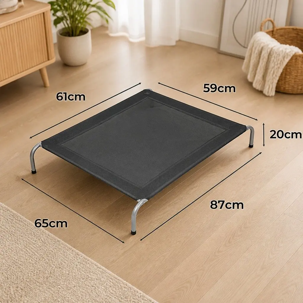 Elevated Pet Bed Trampoline Dog Cat Medium Grey Raised Frame Mesh Breathable