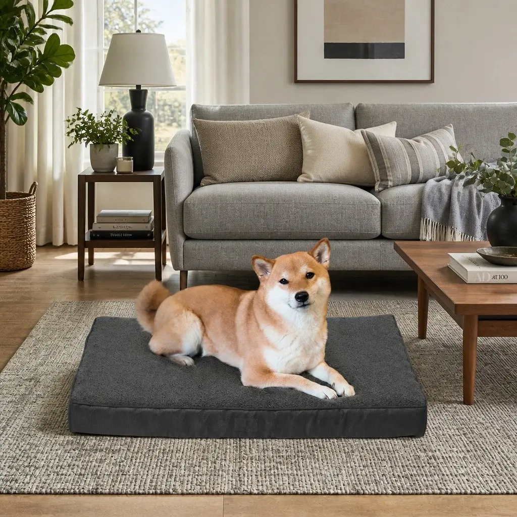 Orthopedic Pet Dog Bed Removable Washable Cover Waterproof Bolster Grey
